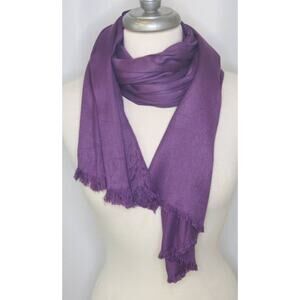 PASHMINA Scarf Wrap Shawl Fringe Purple Rayon Made in India Light Weight